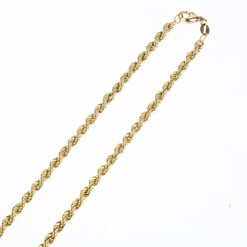 1164 - A 9ct gold rope twist chain necklace, 44cm, 6.7g