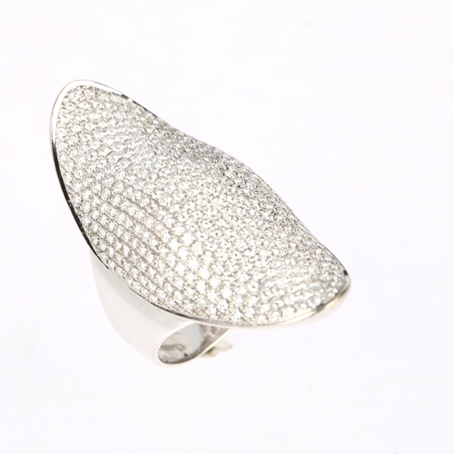 1170 - DAMAS - a large 18ct white gold pave diamond cocktail ring, set with modern round brilliant-cut diam... 