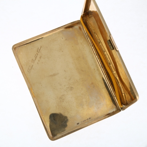 1172 - An Art Deco 9ct rose gold cigarette case, Clark & Sewell, and retailed by Weir & Sons of London, Bir... 