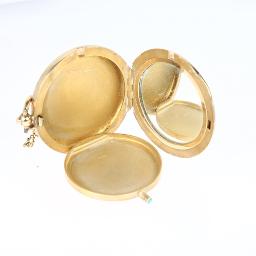 1173 - An Art Deco 9ct gold lady's compact, Deakin & Francis, Birmingham 1919, circular form with allover e... 