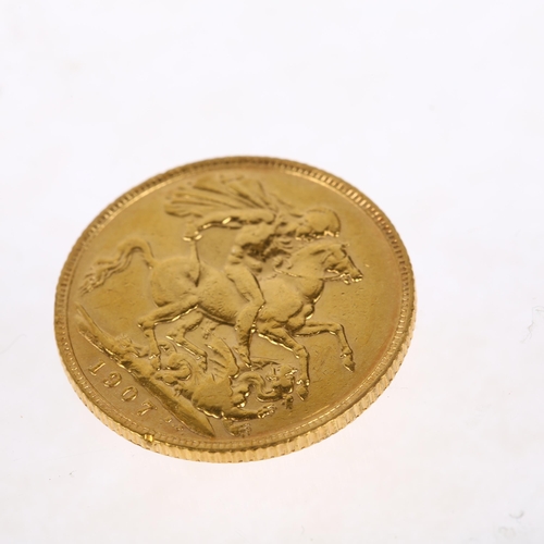 1176 - A George V 1907 gold full sovereign coin, 7.9g