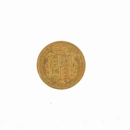 1178 - A Victoria 1874 gold half sovereign coin, bun head, 3.9g