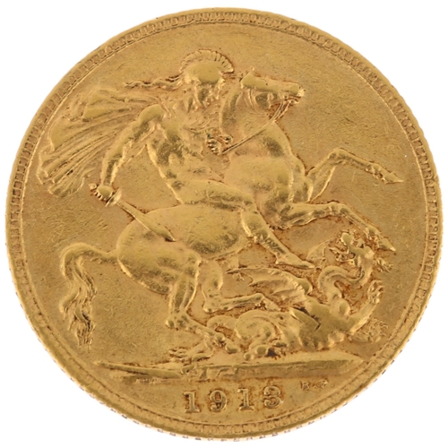 1179A - A George V 1913 gold full sovereign coin, 7.9g