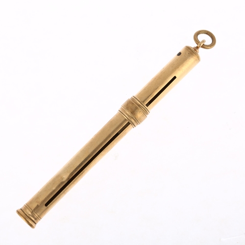 1180 - SAMPSON MORDAN & CO - an early 20th century 9ct gold propelling pencil sheath, London 1918, 9cm, 11.... 