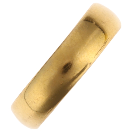 1184 - A 19th century 22ct gold wedding band ring, maker SH, Birmingham 1898, band width 5.1mm, size P, 4.1... 