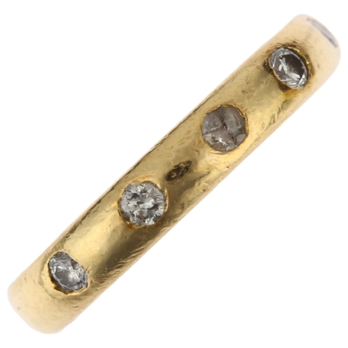 1190 - A modern 18ct gold five stone diamond band ring, maker SJL, London 2001, set with modern round brill... 