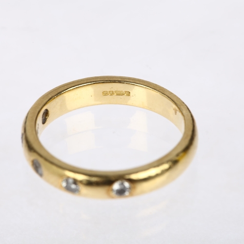 1190 - A modern 18ct gold five stone diamond band ring, maker SJL, London 2001, set with modern round brill... 