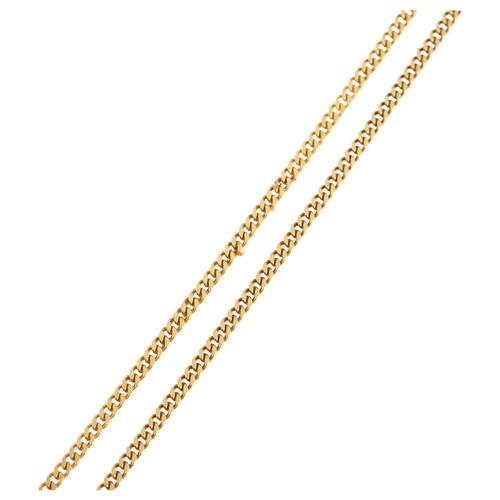 1195 - An 18ct gold flat curb link chain necklace, import London 1982, 66cm, 10.3g