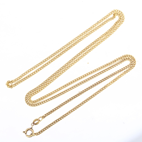 1195 - An 18ct gold flat curb link chain necklace, import London 1982, 66cm, 10.3g