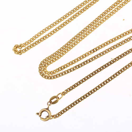 1195 - An 18ct gold flat curb link chain necklace, import London 1982, 66cm, 10.3g