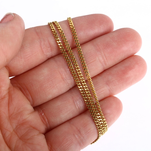 1195 - An 18ct gold flat curb link chain necklace, import London 1982, 66cm, 10.3g