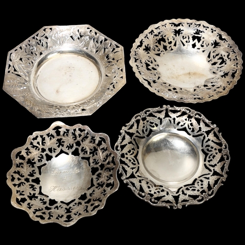 1660 - 4 Egyptian silver dishes, largest 19.5cm, 18.6oz total (4)