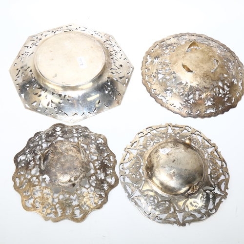 1660 - 4 Egyptian silver dishes, largest 19.5cm, 18.6oz total (4)