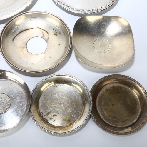 1661 - A group of Egyptian silver and white metal dishes, largest 20cm, 24.4oz total