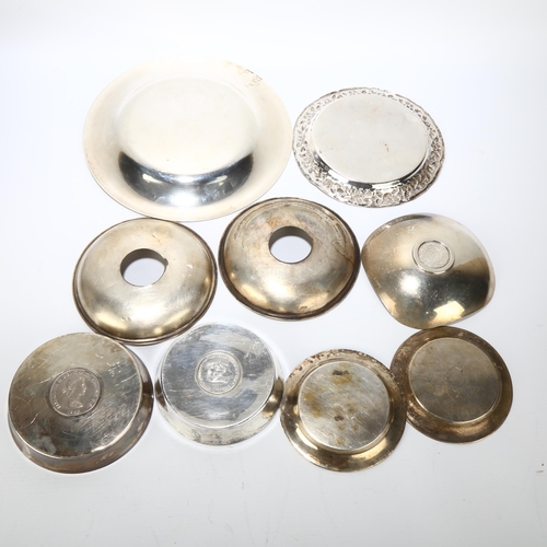 1661 - A group of Egyptian silver and white metal dishes, largest 20cm, 24.4oz total