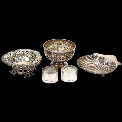 1664 - Various silver, including Victorian heart dish, pedestal bowl, etc, 9.2oz total