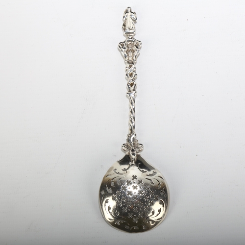 1672 - A Victorian silver Apostle sifter spoon, George Fox, London 1857, 17cm, 1.5oz