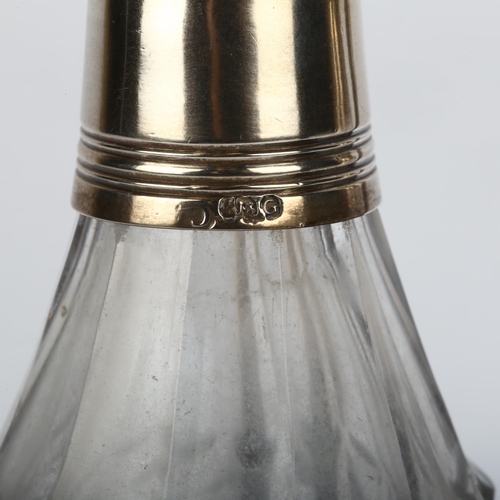 1675 - A pair of George III silver-mounted glass oil and vinegar cruet bottles, indistinct maker, London 18... 