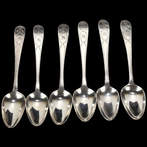 1679 - A set of 6 George III Irish silver Old English pattern teaspoons, John Shiels, circa 1800, bright-cu... 