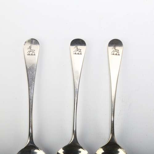 1681 - A set of 3 George III silver Old English pattern teaspoons, Richard Ferris Exeter, circa 1790, 12cm,... 