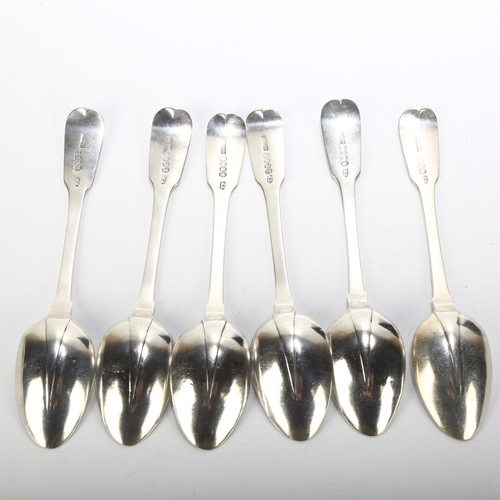 1683 - A set of 6 George IV Irish silver Fiddle pattern teaspoons, Thomas Farnett, retailed by Grays, Dubli... 