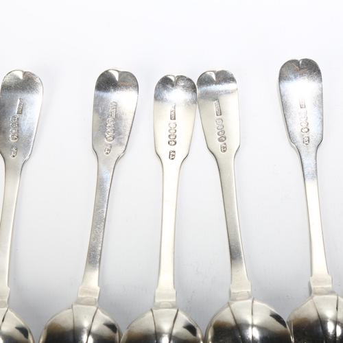 1683 - A set of 6 George IV Irish silver Fiddle pattern teaspoons, Thomas Farnett, retailed by Grays, Dubli... 