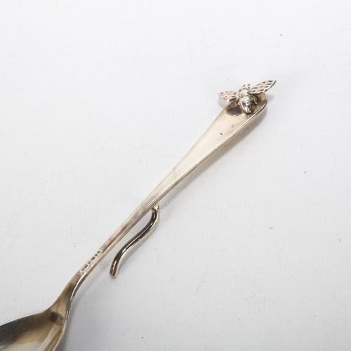 1689 - JOHN DONALD - an Elizabeth II silver honey bee preserve spoon, maker JAD, London 2004, with applied ... 