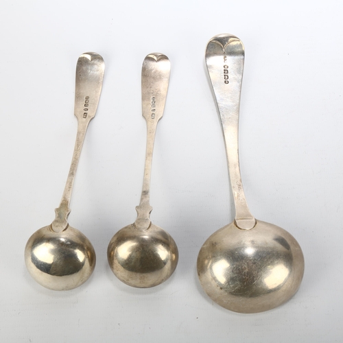 1690 - A pair of William IV Scottish silver Fiddle pattern sauce ladles, Peter Aitken I, Glasgow 1838, and ... 