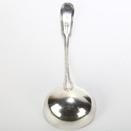 1691 - A George III silver Fiddle & Thread pattern sauce ladle, William Eley & Fearn, London 1800, 17.5cm, ... 