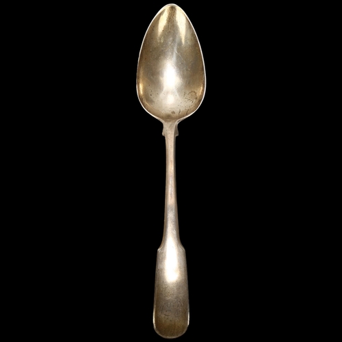 1701 - A George III Scottish silver Fiddle pattern tablespoon, William Marshall, Edinburgh 1805, 22cm, 2oz