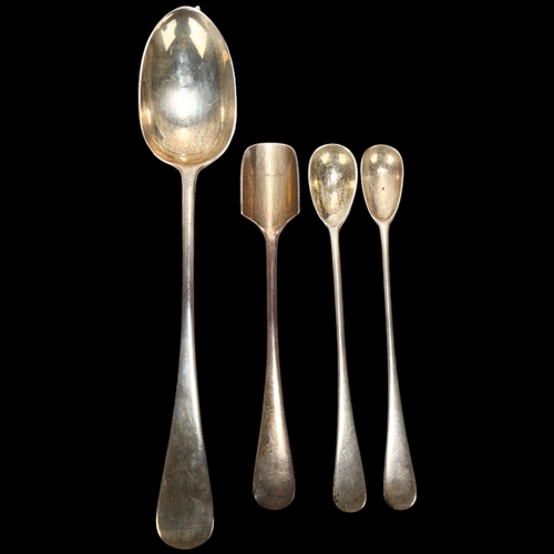 1702 - Various silver, including Stilton scoop, gravy spoon, and pair of long-handled spoons, all early 20t... 