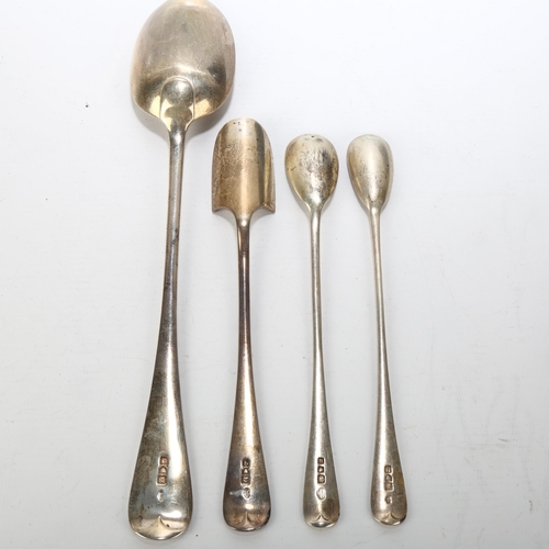 1702 - Various silver, including Stilton scoop, gravy spoon, and pair of long-handled spoons, all early 20t... 