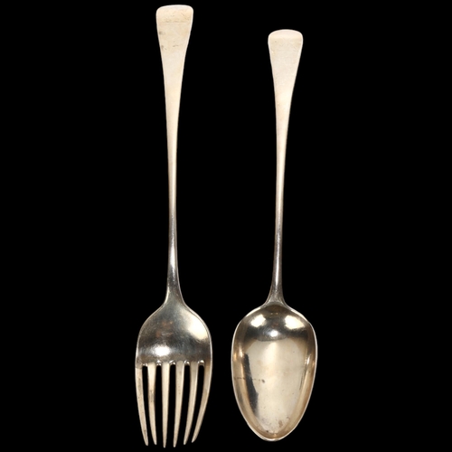 1703 - 2 pieces of 18th century silver Old English pattern flatware, comprising fork, by Thomas Northcote, ... 