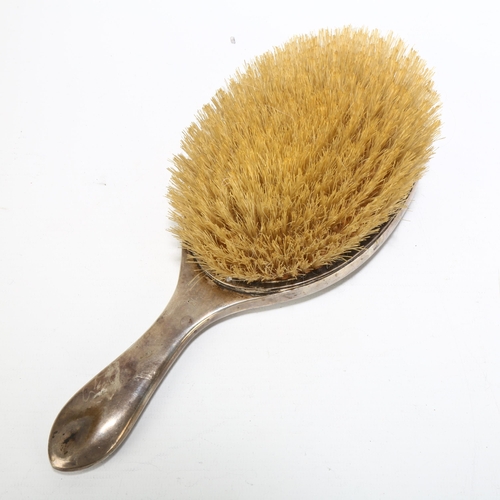 1708 - A Chinese export white metal dressing table hair brush, maker WSL, 25.5cm