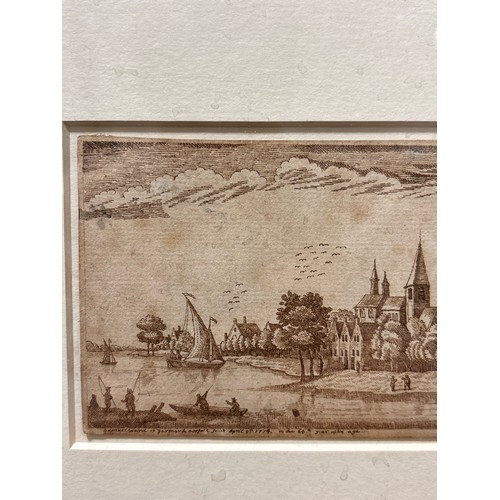 783 - Samuel Ward (1710 - 1778), a riverside town, pen and ink, signed and dated 1774, 7.5cm x 12cm, frame... 