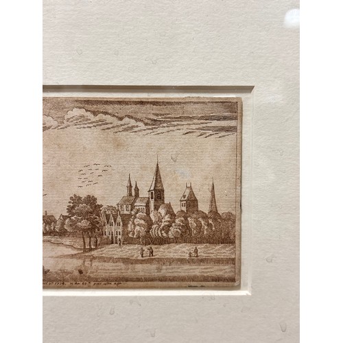 783 - Samuel Ward (1710 - 1778), a riverside town, pen and ink, signed and dated 1774, 7.5cm x 12cm, frame... 