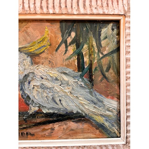 510 - Erica Jepson, Gungadin, oil on board, signed with various Exhibition and transport labels verso, inc... 