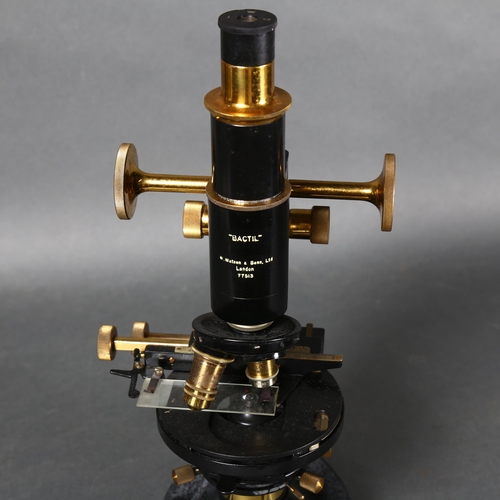 34 - W Watson & Sons Ltd, London - A Vintage Bactil microscope, in fitted case, No 77513, complete with t... 