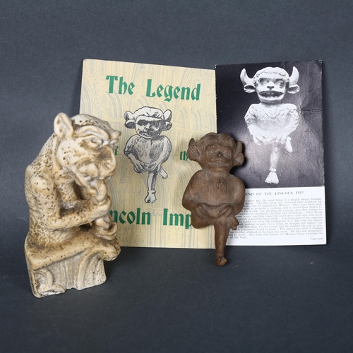 163 - The Legend of the Lincoln Imp, a ceramic Imp figure by W.H. Goss, height 11cm, and a booklet and oth... 