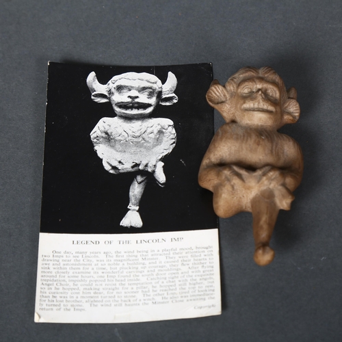 163 - The Legend of the Lincoln Imp, a ceramic Imp figure by W.H. Goss, height 11cm, and a booklet and oth... 