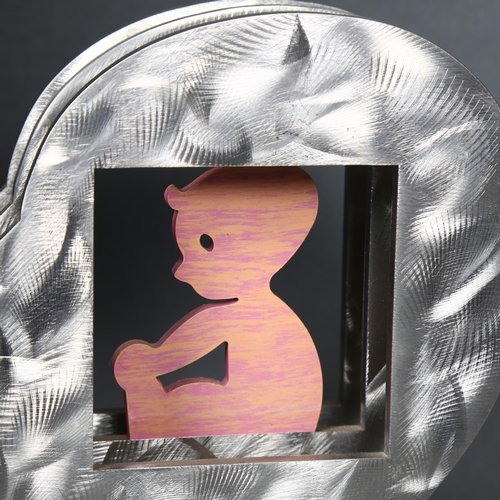 170 - DAVID GERSTEIN - Baby within a head, a limited edition triple layer hand-cut and painted heavy steel... 