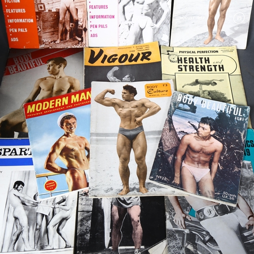 186 - A collection of vintage male advertiser and body building magazines, including such titles as the In... 