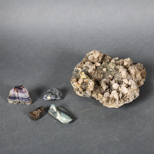 359 - A collection of minerals and other specimens, including a small polished section of Blue John, 3.5cm... 