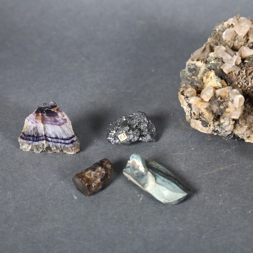 359 - A collection of minerals and other specimens, including a small polished section of Blue John, 3.5cm... 