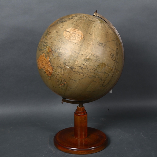 431 - An early 20th century Phillips 12 Inch Terrestrial Globe, number 2615, on stand, overall height 50cm