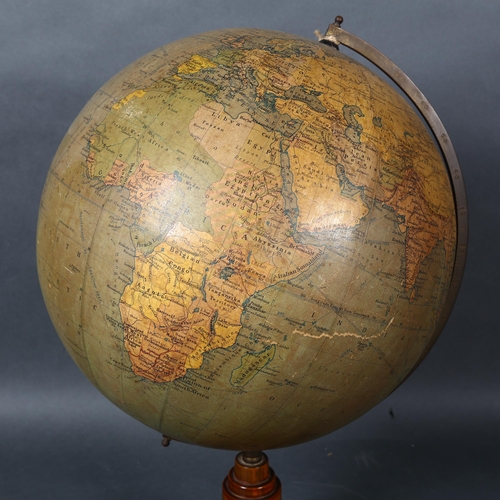 431 - An early 20th century Phillips 12 Inch Terrestrial Globe, number 2615, on stand, overall height 50cm