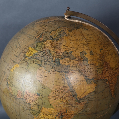 431 - An early 20th century Phillips 12 Inch Terrestrial Globe, number 2615, on stand, overall height 50cm