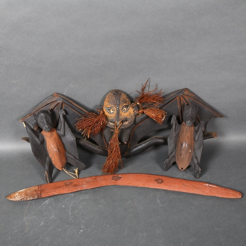 437 - A wooden Flying Fox sculpture by Joseph Kandibbo, Tambanum Village, Mid Sepik River, Papua New Guine... 