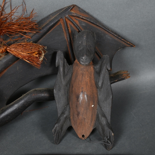 437 - A wooden Flying Fox sculpture by Joseph Kandibbo, Tambanum Village, Mid Sepik River, Papua New Guine... 