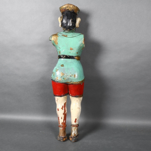 467 - A carved and painted wooden study of an eastern figure (AF) H80cm